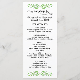 Elegant Greenery Wedding Menu Card - Personalised