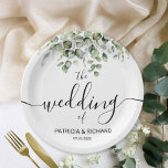Elegant Greenery Wedding Paper Plate<br><div class="desc">Prepare to be enchanted by our stunning greenery wedding suite! Adorned with delicate illustrations of eucalyptus leaves and paired with bold, elegant calligraphy, this suite is the perfect touch for your magical garden-themed wedding. If you need any additional items or have a special request, just reach out via chat—I’m here...</div>