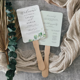 Elegant Greenery Wedding Program Hand Fan