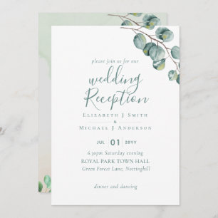 Elegant Greenery Wedding RECEPTION Evening Only In Invitation