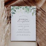 Elegant Greenery Wedding Reception Invitation<br><div class="desc">This elegant greenery wedding reception invitation is perfect for a simple post elopement party. The modern elegant design features a natural botanical arrangement of eucalyptus, leaves and plants with a subtle mint green watercolor wash accent. RSVP cards are sold separately, or you can add RSVP info to the back of...</div>