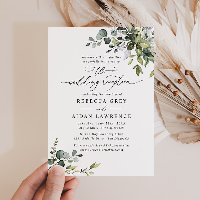 Elegant Greenery Wedding Reception Only Invitation (Creator Uploaded)