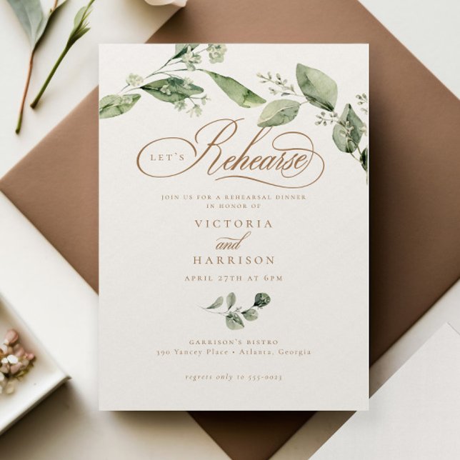 Elegant Greenery Wedding Rehearsal Dinner Invitation (Creator Uploaded)