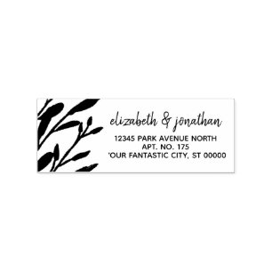 Elegant Greenery Wedding Return Address Rubber Stamp