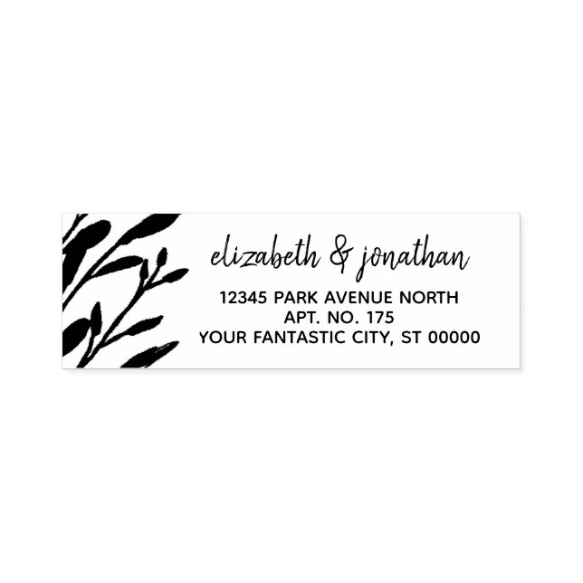 Elegant Greenery Wedding Return Address Self-inking Stamp (Design)