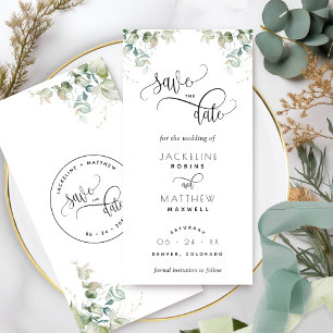 Elegant Greenery Wedding Save The Date Bookmark