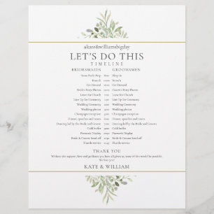 Elegant Greenery Wedding Schedule Timeline