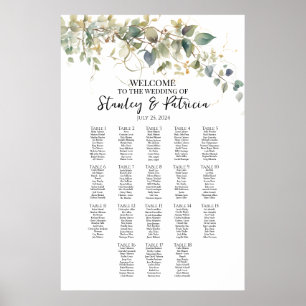 Elegant greenery wedding seating chart 18 tables