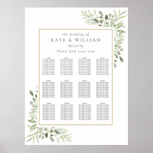 Elegant Greenery Wedding Seating Plan Chart