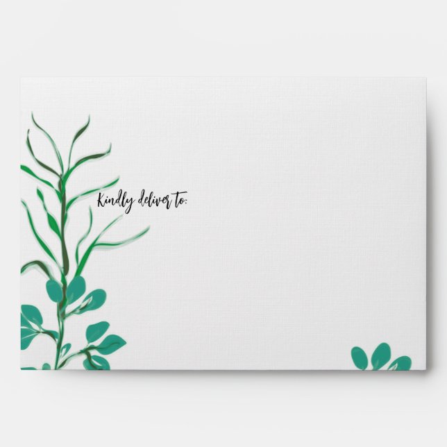 Elegant Greenery Wedding Stationery Envelope (Front)