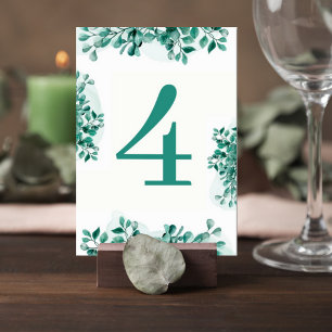Elegant Greenery Wedding Table Number Card