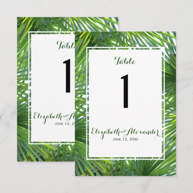 Elegant Greenery Wedding Table Number Card (Front/Back)