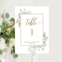 Elegant Greenery Wedding Table Number, White