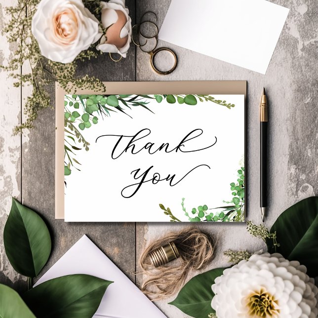 Elegant Greenery Wedding Thank You Card (Creator Uploaded)
