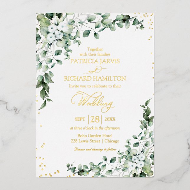Elegant Greenery Wedding Watercolor (Front)
