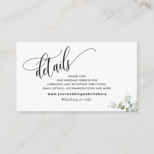 Elegant Greenery Wedding Website / Details Enclosure Card