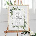 Elegant Greenery Wedding Welcome Poster<br><div class="desc">Watercolor greenery of delicate leaves,  eucalyptus. customise the poster size and cropping as needed; transfer to other paper types or canvas. Watercolors created by Annely Blooms on Etsy https://www.etsy.com/shop/AnnelyBlooms</div>