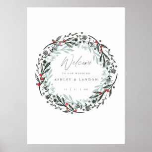 Elegant greenery wedding welcome sign