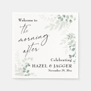 Elegant Greenery Welcome to The Morning After Napkin