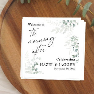 Elegant Greenery Welcome to The Morning After Napkin