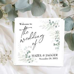 Elegant Greenery Welcome to The Wedding of Napkin