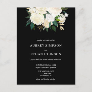 Elegant Greenery White Flowers Wedding Invitation Postcard
