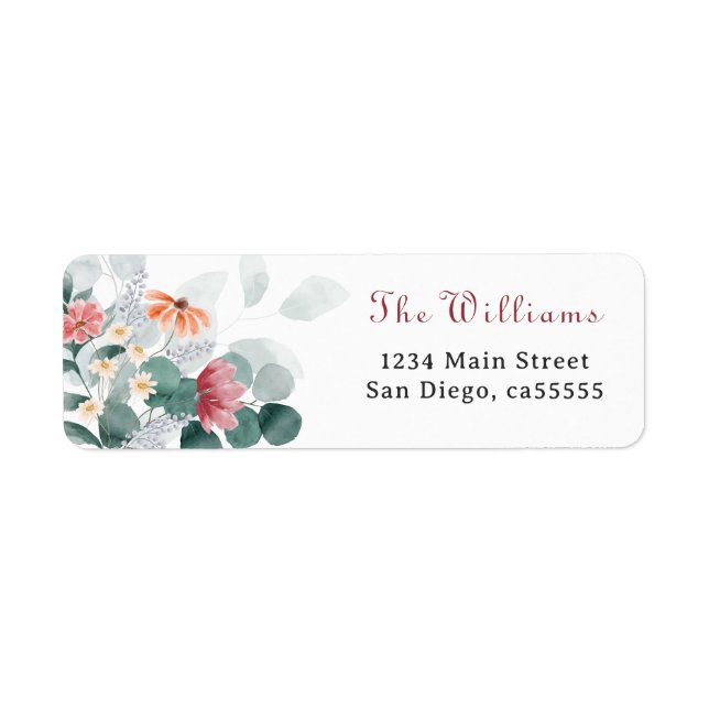 Elegant Greenery  wildflower eucalyptus address (Front)