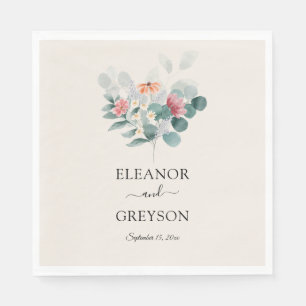 Elegant greenery wildflower wedding  napkin
