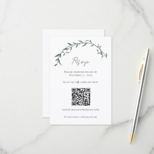 Elegant Greenery Willow Arch Wedding QR RSVP Cards