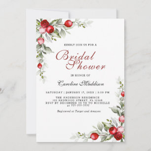 Elegant Greenery Winter Bridal Shower Flyer Invitation