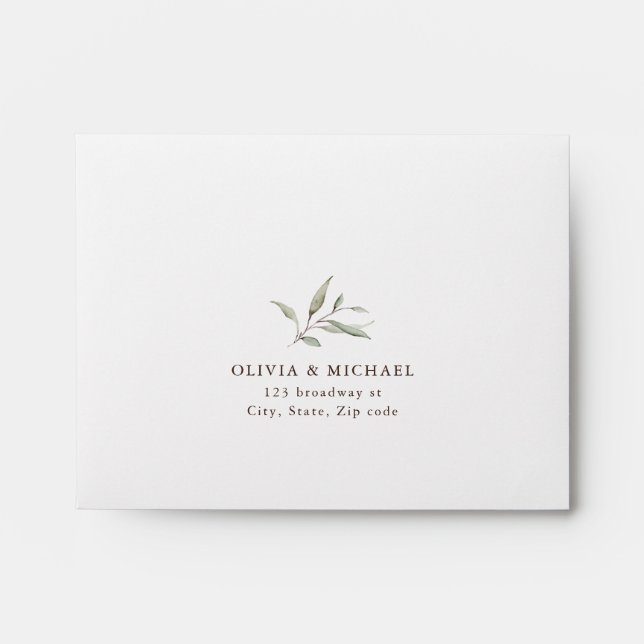 Elegant greenery wood county rustic wedding RSVP Envelope (Front)