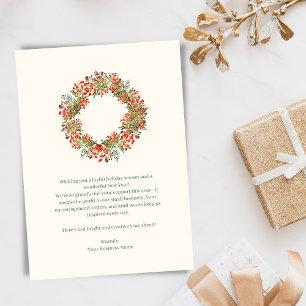 Elegant Greenery Wreath Christmas Business Holiday Card