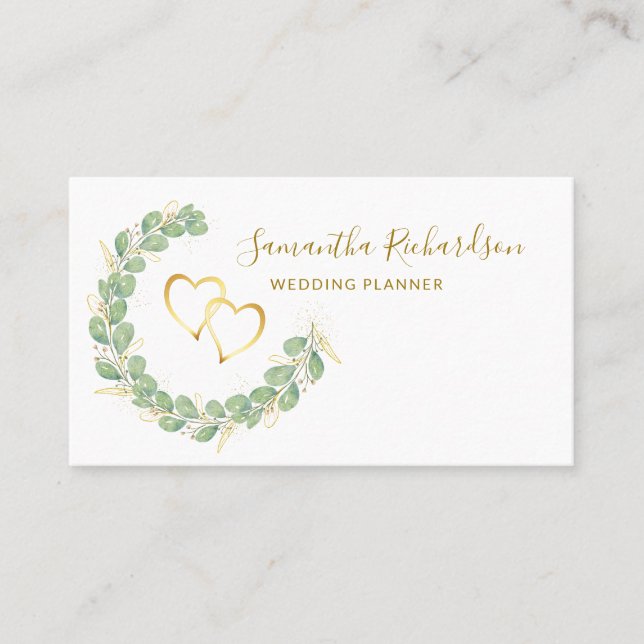 Elegant Greenery Wreath Eucalyptus Business Card (Front)