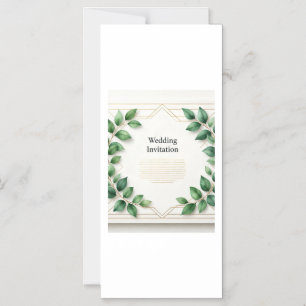 Elegant Greenery Wreath Gold Geometric Wedding Inv Magnetic Invitation