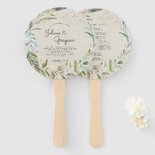 Elegant Greenery Wreath   Wedding Program Hand Fan