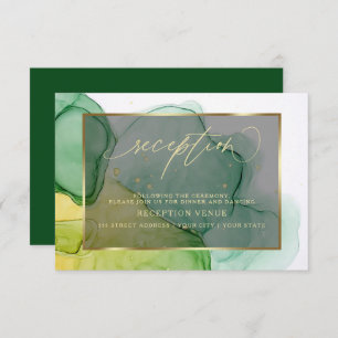 Elegant Greens and Golds Ink Reception  Invitation