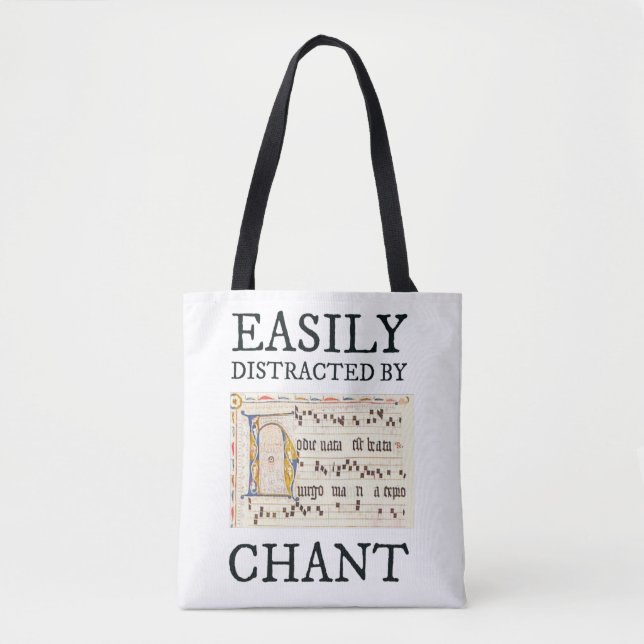 Elegant Gregorian Chant Cute Traditional Catholic Tote Bag (Front)