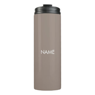 Elegant greige beige custom name text monogram thermal tumbler