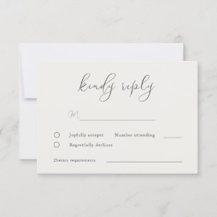 Elegant Greige Script Wedding RSVP Card