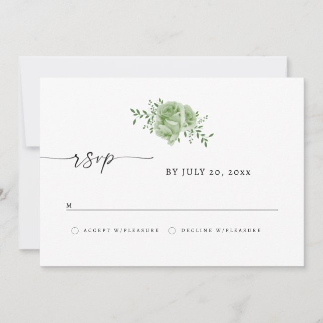 Elegant  greneery RSVP  Save The Date (Front)