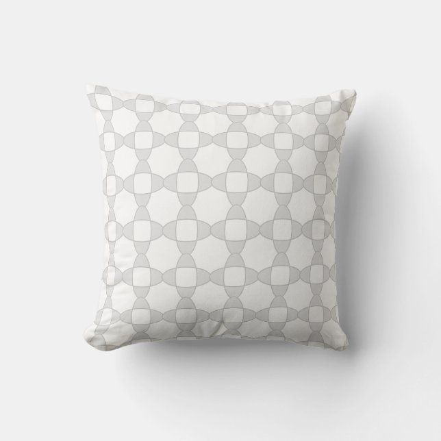 Elegant Grey Abstract Geometric Shape Pattern Cushion (Front)