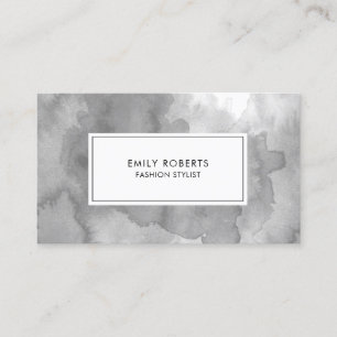 Elegant Grey Abstract Watercolor Creative Business Card