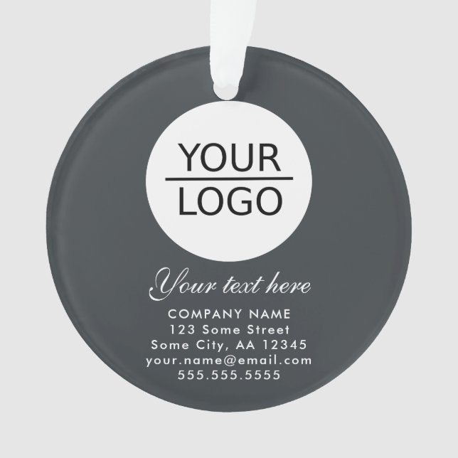 Elegant Grey Add your Logo Custom Text Promotion Ornament (Front)