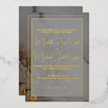 Elegant Grey Alcohol Ink Wedding Gold