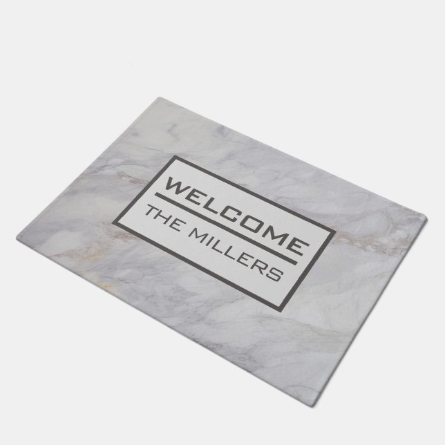 Elegant grey and beige marble design  doormat (Angled)