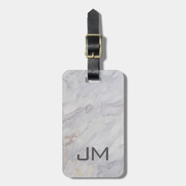 Elegant grey and beige marble design luggage tag (Front Vertical)