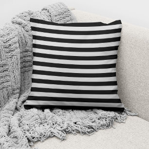 Elegant Grey And Black Bold Striped Pattern Cushion