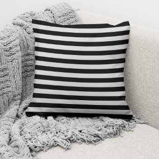 Elegant Grey And Black Bold Striped Pattern Cushion