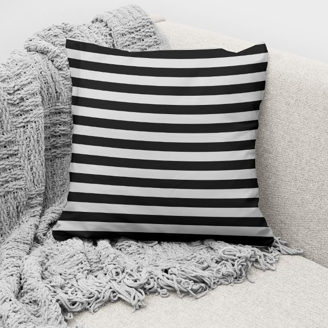 Elegant Grey And Black Bold Striped Pattern Cushion (Creator Uploaded)