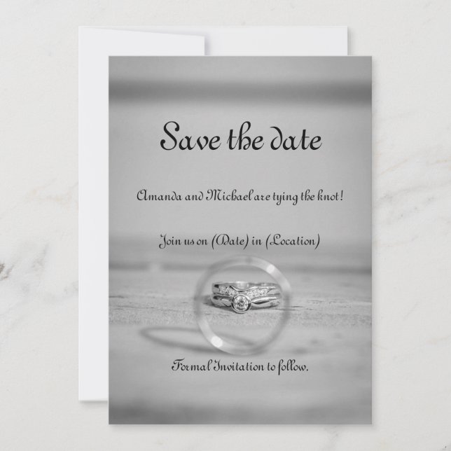 Elegant Grey and Black Save the Date Card (Front)